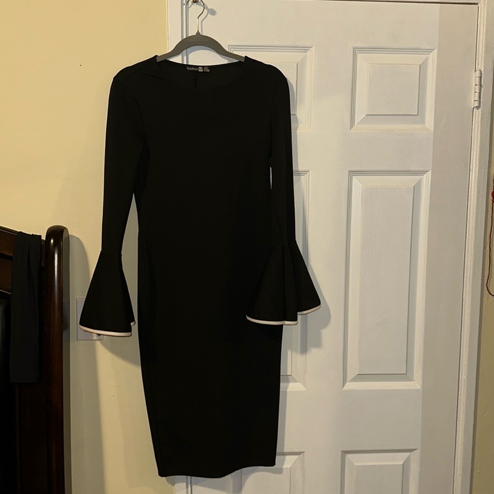 Boohoo Night black dress with peplum arms